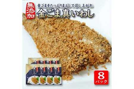 金ごまをたっぷりまぶして召し上がれ「金ごま真いわし」8パックセット 国産真いわし佃煮 計8尾 無添加 金ごま 真いわし 佃煮 常温保存 ご飯のおとも おかず おつまみ [793]