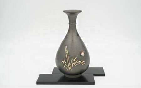 【高岡銅器】花瓶　竹に雀 花器 インテリア 伝統工芸品 職人 手作り 富山県 高岡 FAD-2169