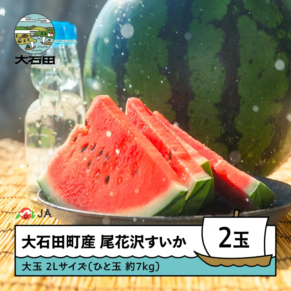 令和8年産 尾花沢すいか 大玉 2L×2玉 7月下旬~8月上旬発送 山形県 ja-suooa2