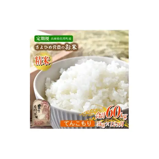 【12ヵ月定期便】兵庫県佐用町産 お米 5kg×12ヵ月 (計60kg)  精米 てんこもり