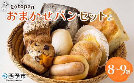 ＜Cotopanおまかせパンセット（8～9個）＞ 天然酵母 国産 ハード系 スイーツ モーニング 低温長時間発酵 パン お楽しみ 定番商品 おすすめ商品 自家製酵母 詰め合わせ 詰合せ 詰め合せ Cotopan 愛媛県 西予市【冷凍】『1か月以内に順次出荷予定』UCO0001
