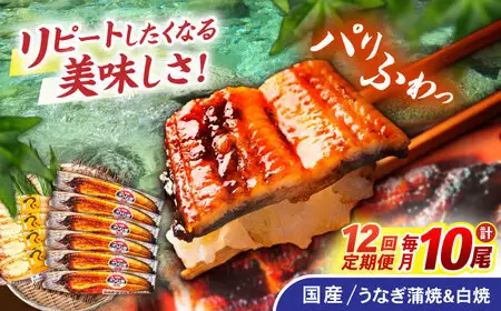 【12回定期便】【諫早淡水】うなぎ蒲焼6尾＆白焼き4尾セット / うなぎ 蒲焼 白焼き 詰め合わせ セット / 諫早市 / 諫早淡水株式会社 [AHAT041]