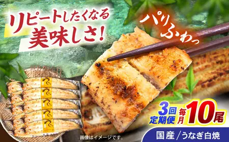 【3回定期便】【諫早淡水】うなぎ白焼き10尾  / うなぎ 白焼き 栄養価 小分け 冷凍 / 諫早市 / 諫早淡水 [AHAT042]