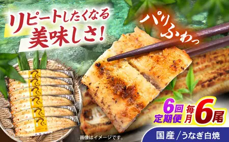 【6回定期便】【諫早淡水】うなぎ白焼き6尾  / うなぎ 白焼き 栄養価 小分け 冷凍 / 諫早市 / 諫早淡水 [AHAT052]