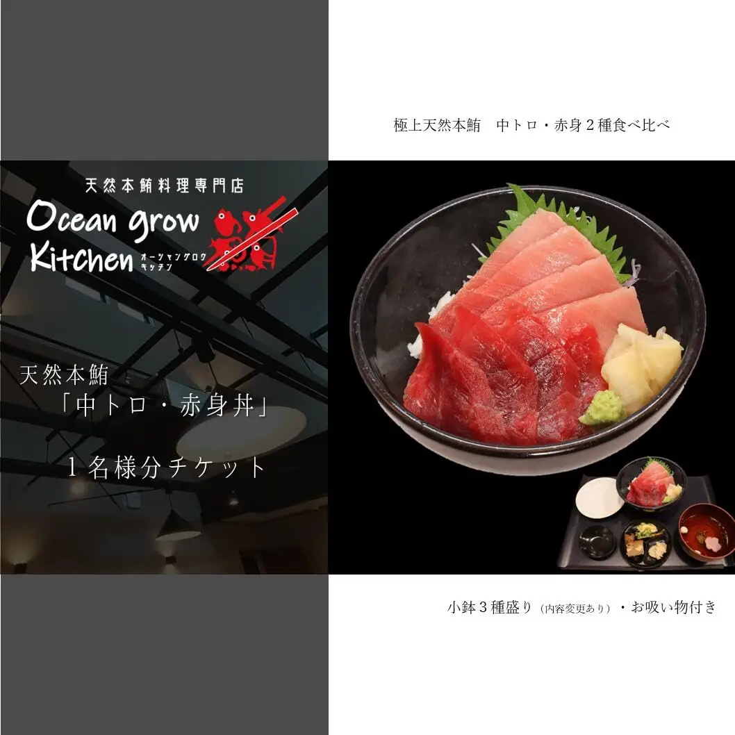 oceangrow kitchen お食事券（天然本鮪中トロ・赤身丼）1名様分 M007-019-01 チケット 体験