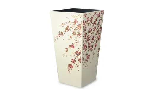 蒔絵調 ダストボックス L角 9.5L 桜ホワイト タツクラフト 【Tk148】【ttcf922-maki-swh-9d5】