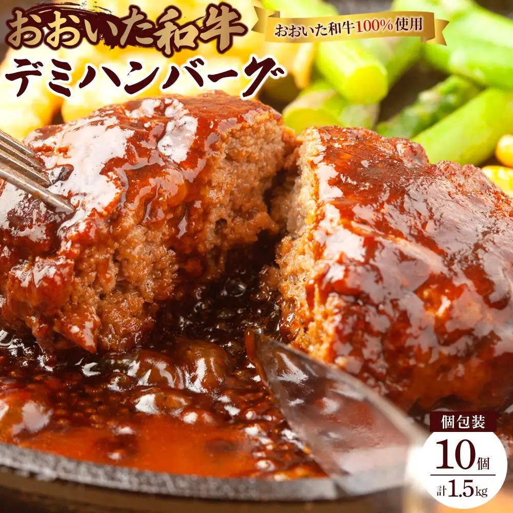 ＜おおいた和牛100％使用＞デミハンバーグ 個包装 10個 計約1.5kg