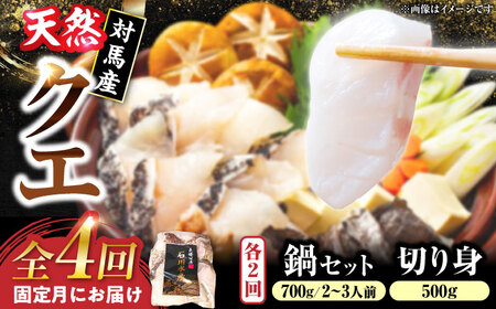 【全4回発送月固定定期便】対馬産 天然 クエ鍋セット 鍋 水炊き 海鮮 [WAB014] くえ クエ鍋