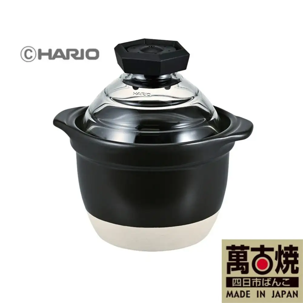 【萬古焼（ばんこやき）】フタがガラスのご飯釜1～2合炊き 令和7年モデル せんが陶器 【HARIO ハリオ  直火 土鍋 耐熱 ガラス 食器 キッチン 日用品 キッチン用品  日本製 ご飯 ごはん釜 炊飯器 四日市市 四日市】