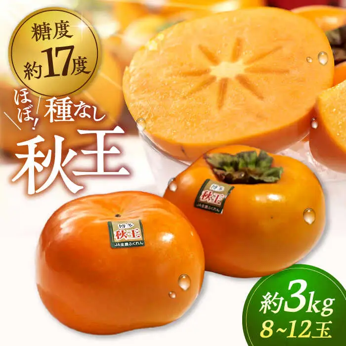 福岡産ブランド 柿 秋王 約3kg（8-12玉） 桂川町/南国フルーツ株式会社 [ADBW021] 柿 お取り寄せ フルーツ ほぼ種なし