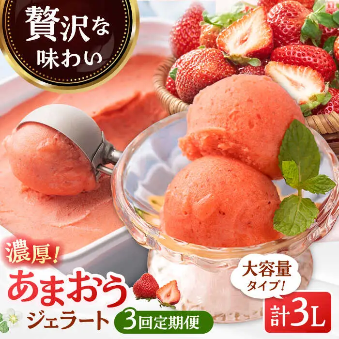 【全3回定期便】福岡産 濃厚 あまおう ジェラート 1000ml 桂川町/南国フルーツ株式会社 [ADBW051] あまおう ジェラート あまおういちごアイス