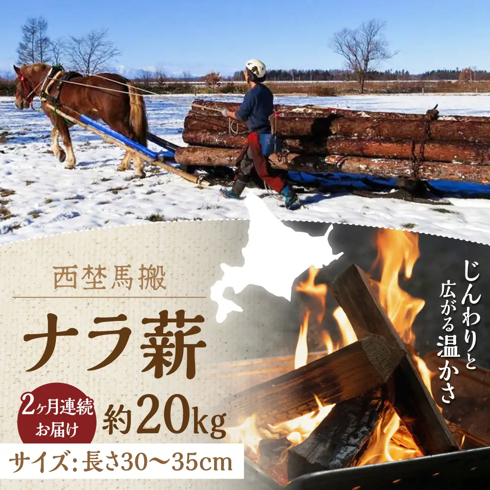 【全2回定期便】北海道 ナラ薪 20kg【西埜馬搬】 薪 まき 薪ストーブ ストーブ キャンプ 北海道  [AXBE003]