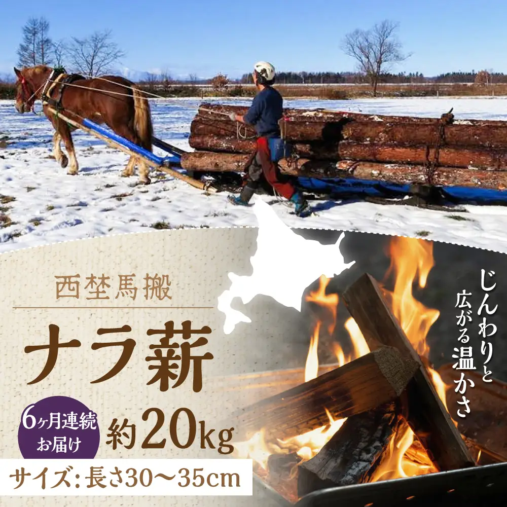 【全6回定期便】北海道 ナラ薪 20kg【西埜馬搬】 薪 まき 薪ストーブ ストーブ キャンプ 北海道  [AXBE005]