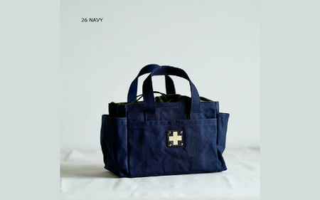 木の庄帆布 ミルクトートラウンドバッグ#26 NAVY / BLACK ｰ シンプルでいて、使い方は無限大 自由自在なトートバッグ