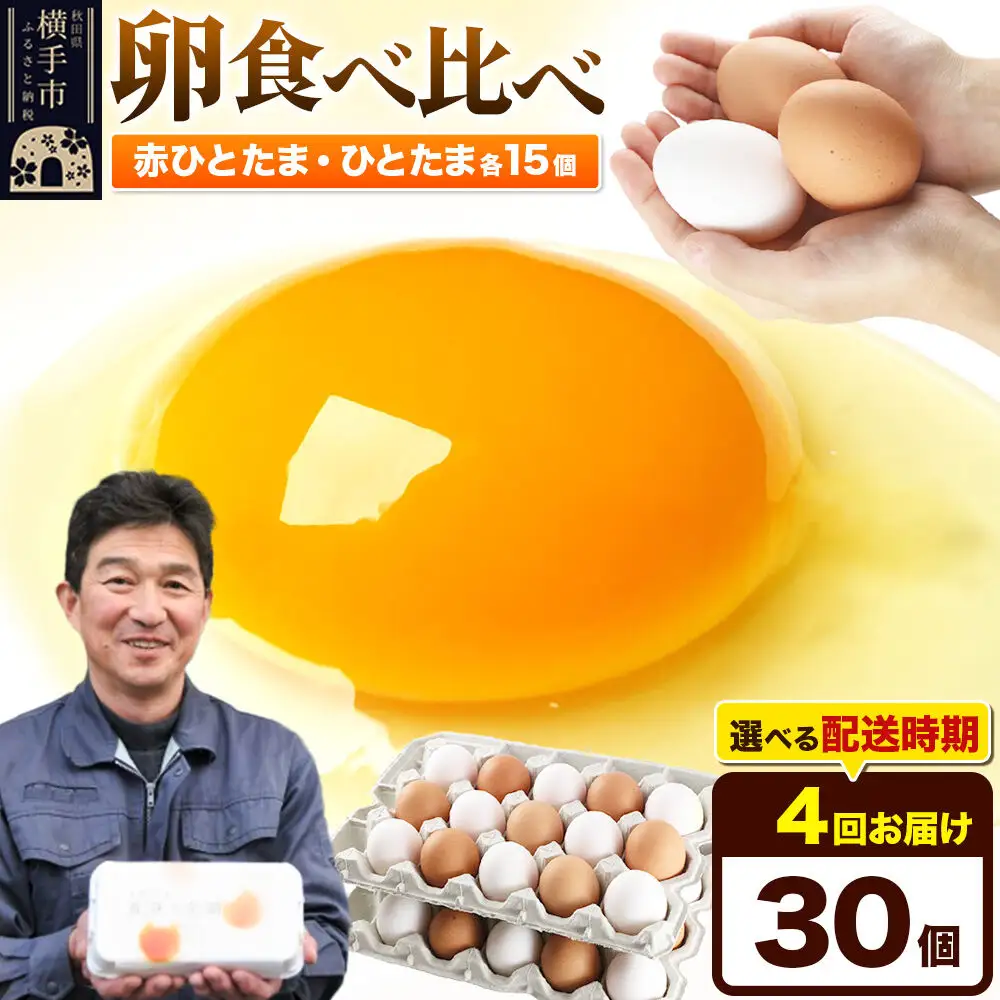 【常温発送】《定期便4ヶ月》赤ひとたま 15個・ひとたま 15個 計30個（業務用）【発送時期が選べる】東海林養鶏場 赤ひとたま ひとたま 卵 玉子 たまご タマゴ 4か月 4ヵ月 4カ月 4ケ月 開始時期選べる
