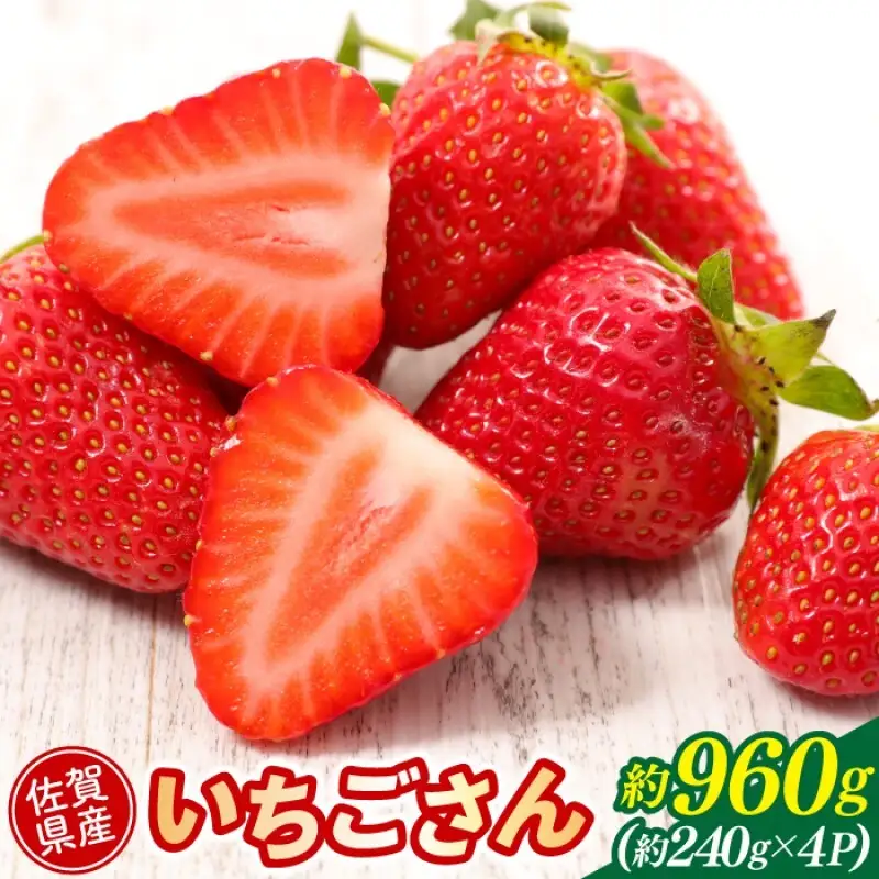 いちご 佐賀県産 いちごさん 約960g (約240g×4パック) イチゴ 果物 ※配送不可：北海道、沖縄県、離島