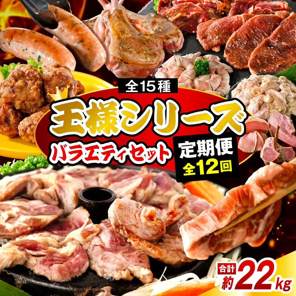 【12か月定期便】毎月違うお肉をお届け！王様シリーズバラエティセット