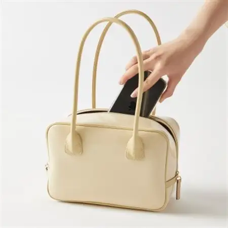 【濱野皮革工藝のセレブミニボストンバッグ】華やかなかわいらしいボストンバッグです。(クリーム)_装飾品・工芸品  鞄・バッグ かばん カバン_【1103303】