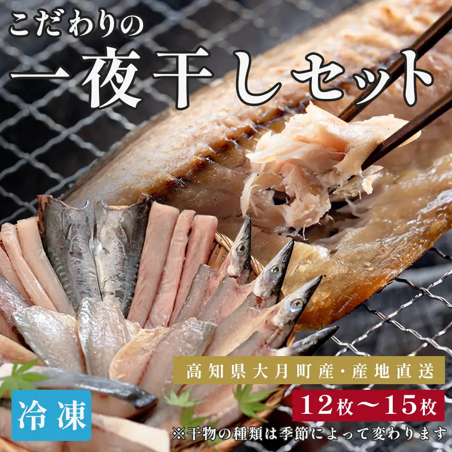 一夜干しセット 12枚-15枚 天日塩 無添加 干物 詰め合わせ 冷凍便  海鮮セット 焼くだけ簡単