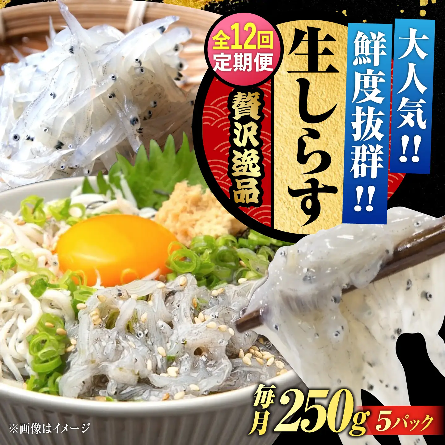【全12回】冷凍生しらす50gX5個 しらす[XCN013]