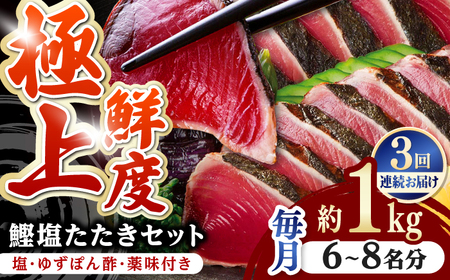 【3回定期便】炭火焼き 鰹塩たたきセット 6~8名分 / 鰹 たたき 鰹たたき 鰹のたたき 鰹 たたき 鰹たたき 鰹のたたき[ATAD050]