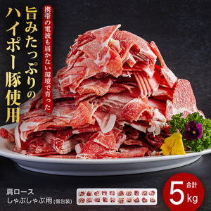 豚肉 肩ロース しゃぶしゃぶ 250g×20パック ハイポー豚 阿武町産