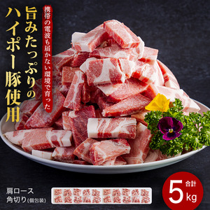 豚肉 肩ロース角切り 250g×20パック ハイポー豚 阿武町産