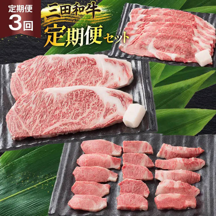 【3ヶ月連続定期便】三田産黒毛和牛 三田和牛サーロインステーキ200g×2枚　三田和牛リブロースすきやき400g　三田和牛特選焼肉400g  和牛 牛肉 ブランド牛 肉 ギフト お祝い 兵庫県 三田市