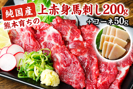 上赤身馬刺し200g(100g×2ブロック)＋コーネ50g【純国産熊本肥育】《30日以内に出荷予定(土日祝除く)》 st-p