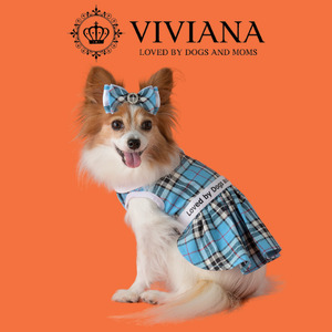 犬 服 ドッグウェア「VIVIANA」チェックワンピース（LirhtBlue）|犬用 服 ペット犬 ドッグ ペット用品 愛犬 ファッション 秦野 神奈川