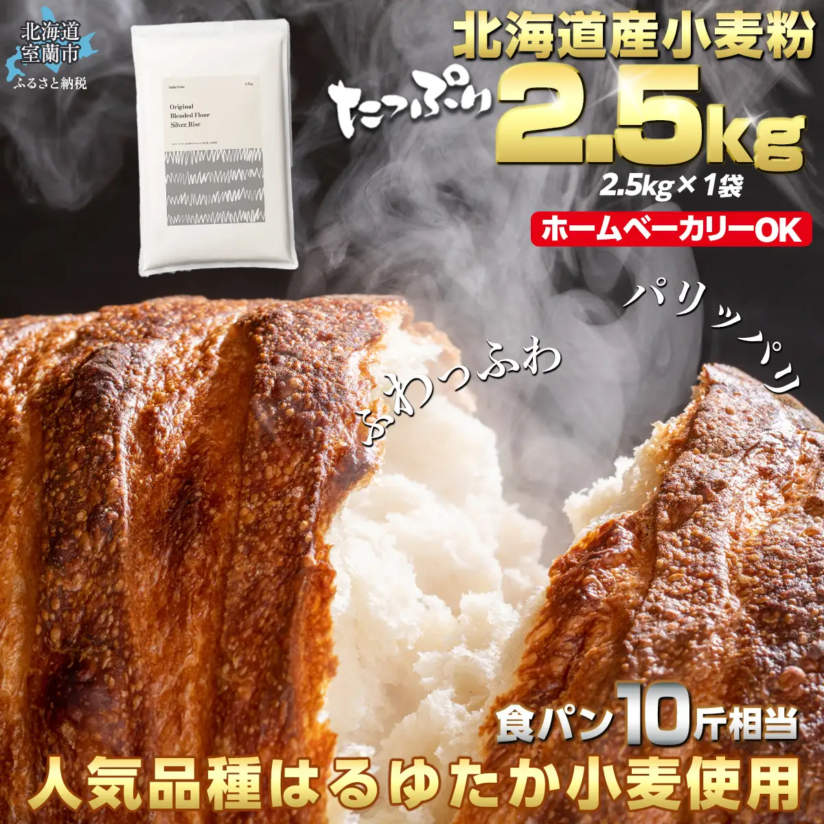 北海道産 小麦粉 はるゆたかブレンド小麦粉 シルバーライズ（パン用強力粉）2.5kg MROBI013