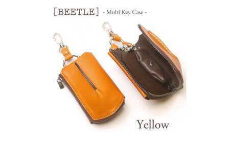 【こだわりの革アイテム】マルチキーケース ビートル「Beetle」（イエロー）1087007 革製品 レザー キーケース ケース
