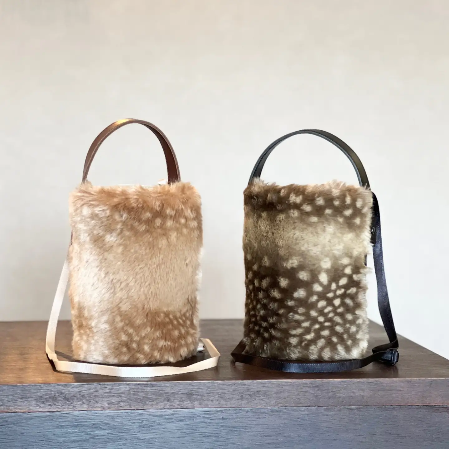バンビ柄エコファー 2WAYバケツミニバッグ（グレー）CUSTOM BAG Milih 48-003
