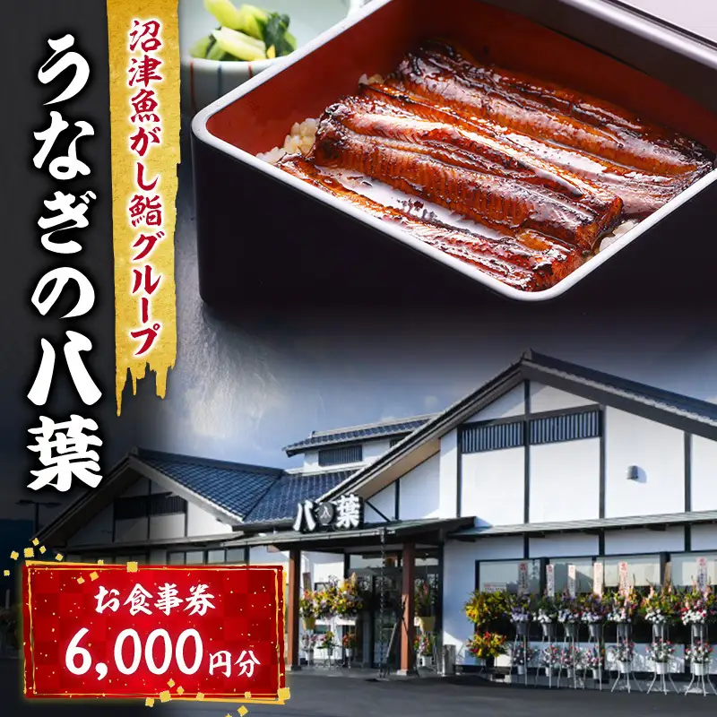 お食事券 うなぎの八葉 沼津魚がし鮨グループ 6000円分 うなぎ すし 天ぷら 和食 静岡 裾野市
