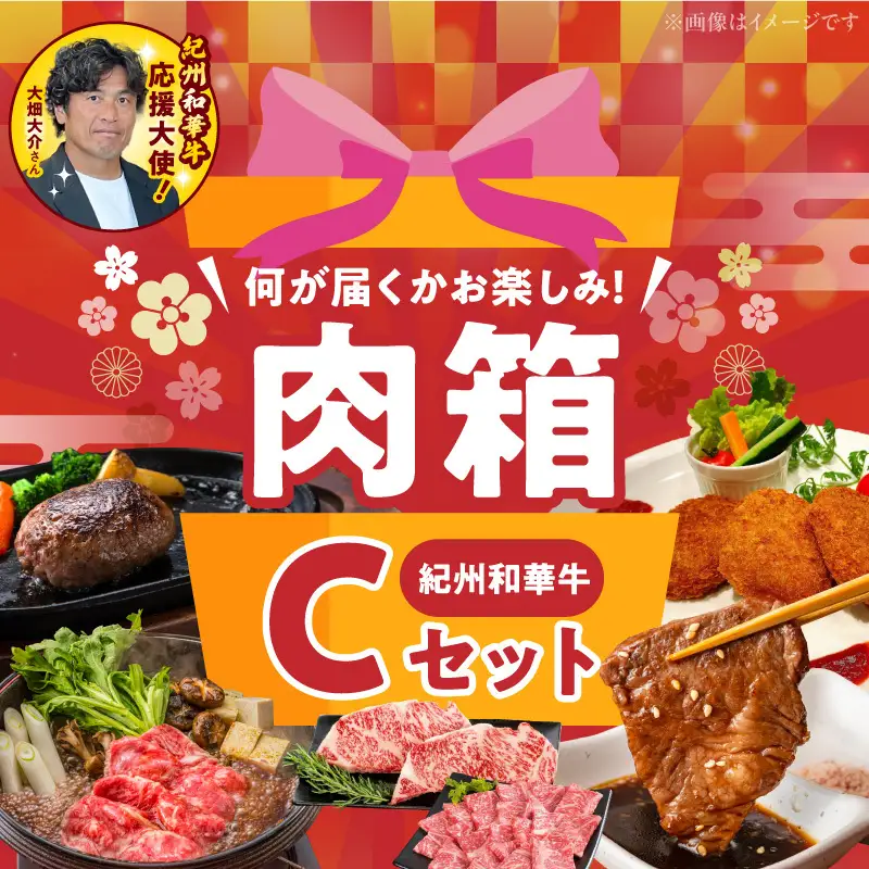 お楽しみ肉箱 Cセット お試し ドキドキ 黒毛和牛 ハンバーグ ステーキ ロース ヒレ 焼肉 すき焼き しゃぶしゃぶ 盛り合わせ コロッケ ローストビーフ 食品 和歌山県 湯浅町 送料無料 _BN6137