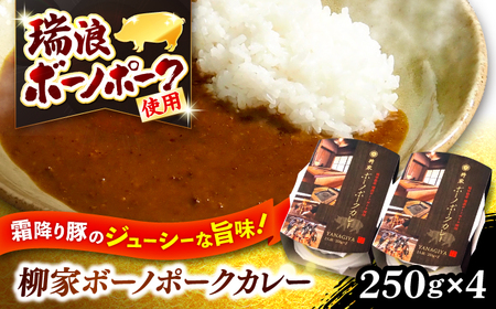 柳家 ボーノポークカレー 250g×4個 瑞浪市 / 陶ホープフル レトルト スパイス ギフト [AZBC002]