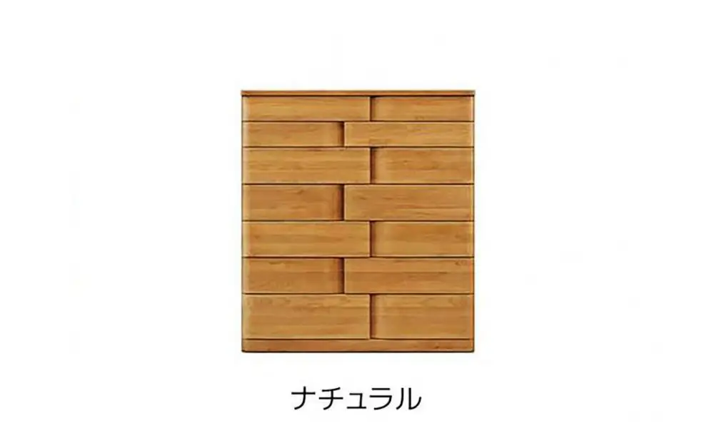 取っ手が変わったアルダー材105-7段ハイチェスト ハート(ナチュラル)