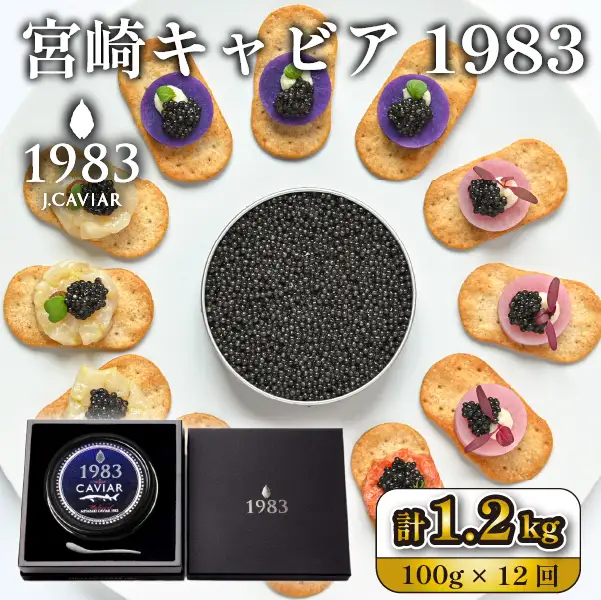 【定期便・全12回】【国際線ファーストクラス採用】宮崎キャビア1983 100g×12回（国産 キャビア 魚卵 宮崎県 宮崎 小林市 定期便）