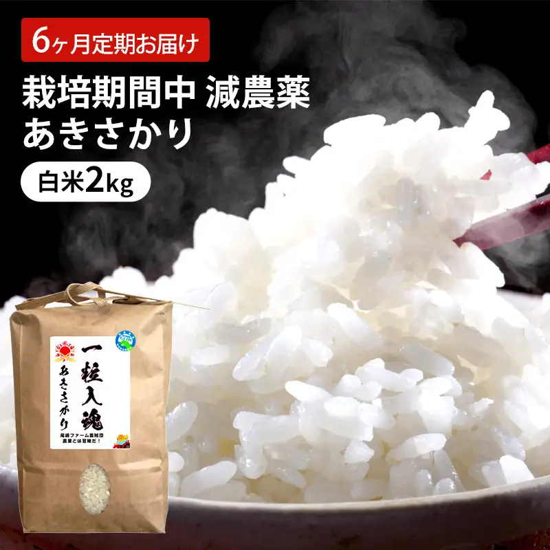【定期便】 あきさかり 6回 栽培期間中 減農薬 白米 あきさかり