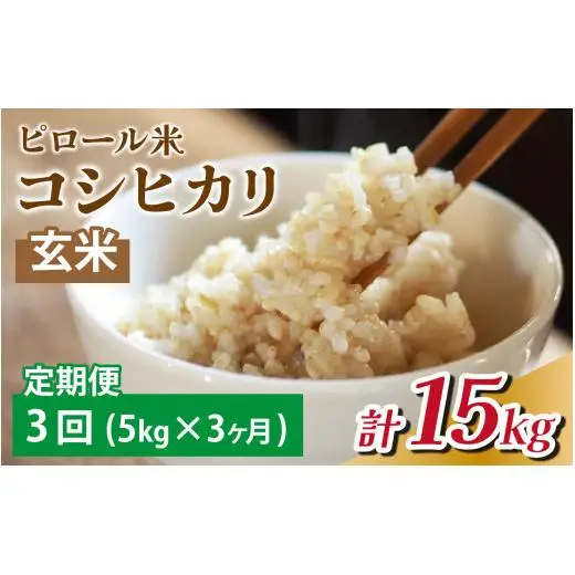 【3ヶ月定期便】富山県滑川産 弱アルカリ性米「ピロール農法米 コシヒカリ」（玄米5kg）×3回 計15kg 与文のお米 産地直送 こしひかり おにぎり お米 白米 国産 ご飯 ごはん 滑川市 ピロール アグリめぐみ 頒布会  アトピー 米