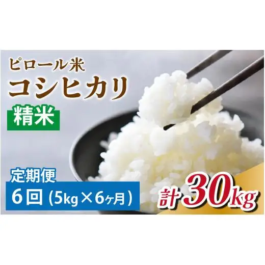 【6ヶ月定期便】富山県滑川産 弱アルカリ性米「ピロール農法米 コシヒカリ」（精米5kg）×6回 計30kg 与文のお米 産地直送 こしひかり おにぎり お米 白米 国産 ご飯 ごはん 滑川市 ピロール アグリめぐみ 頒布会  30kg J-050001   アトピー 米