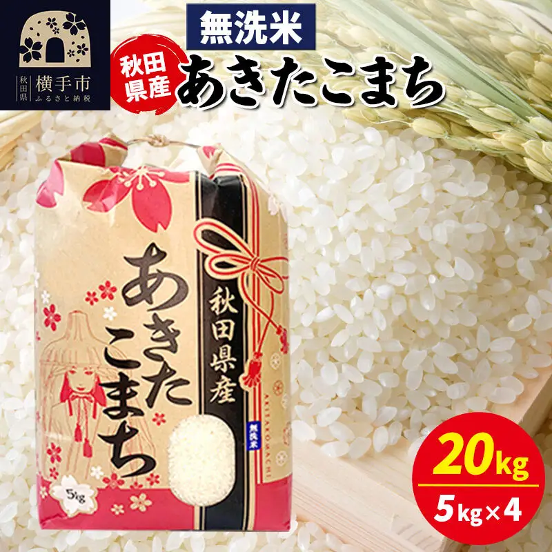 あきたこまち 20kg（5kg×4袋）【無洗米】令和7年産 秋田県産 こまちライン