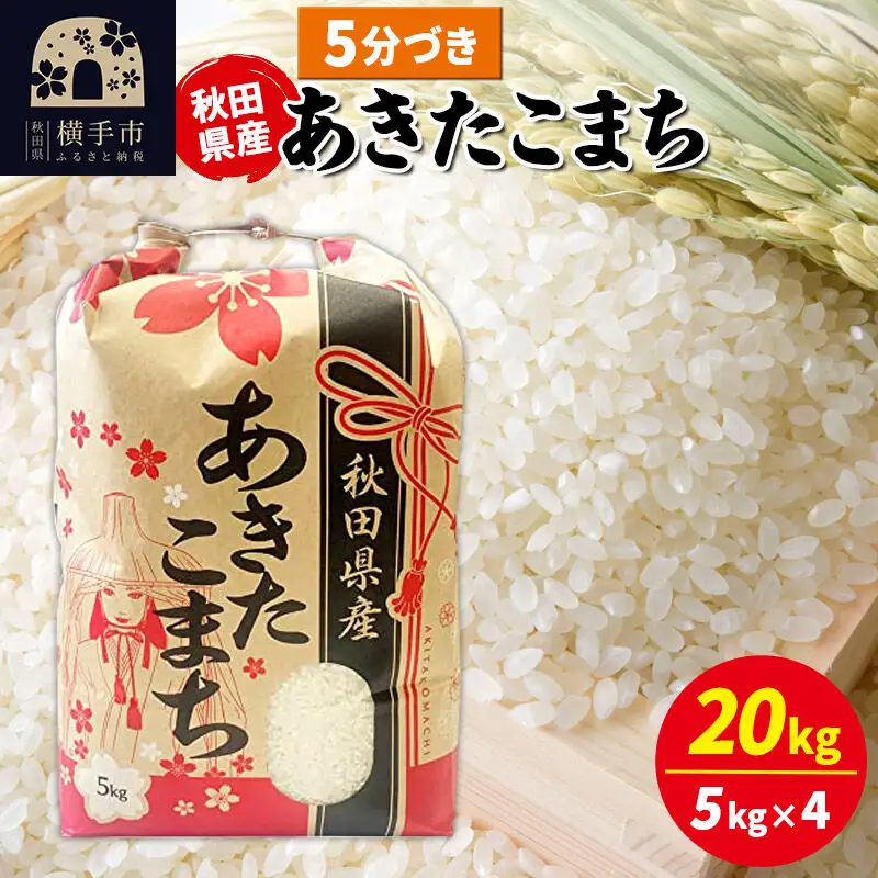 あきたこまち 20kg（5kg×4袋）【5分づき】令和7年産 秋田県産 こまちライン