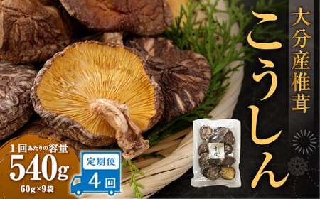 【4ヶ月定期便】大分産椎茸こうしん 540g（60g×9袋）合計2,160g 36袋 乾燥椎茸 乾燥 しいたけ 干し椎茸 乾し椎茸 乾燥野菜 原木こうしん 大分県 九重町