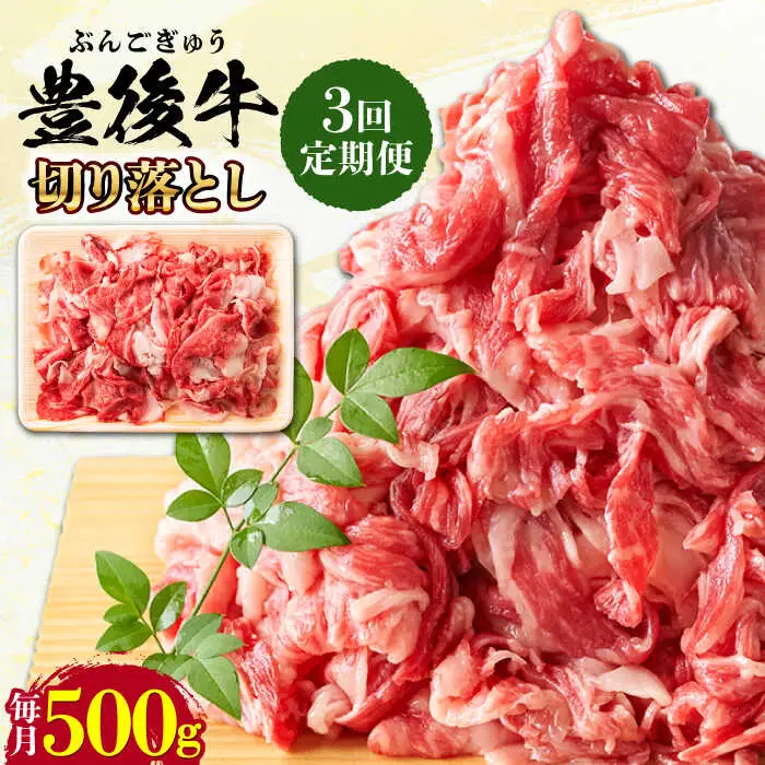【全3回定期便】【使いやすい！】 おおいた豊後牛 牛肉 切り落とし 500g 牛肉切り落とし 豊後牛 [AREI041]