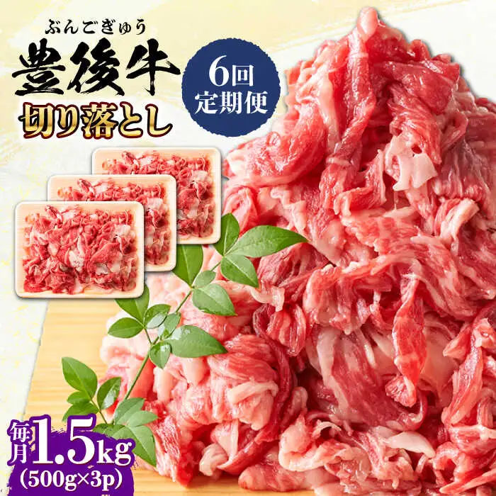 【全6回定期便】【たっぷり大満足！】おおいた豊後牛 牛肉 切り落とし 1.5kg (500g×3) 牛肉切り落とし 豊後牛 [AREI051]