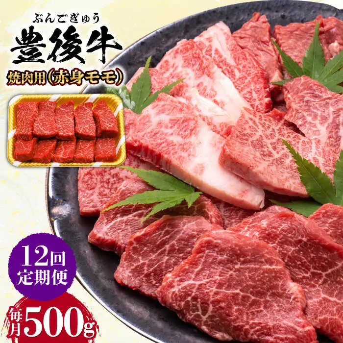 【全12回定期便】おおいた豊後牛 赤身モモ 焼肉用 500g  赤身 モモ 焼肉  冷凍 豊後牛 BBQ[AREI094]