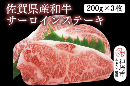 佐賀県産和牛サーロインステーキ 600g(200g×3枚)(H116104)