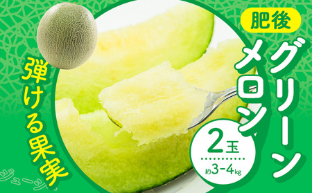 【先行予約】 メロン 肥後グリーンメロン 2玉 約 3kg ～ 4kg 株式会社Foody’s 食彩たかみ 《2027年5月下旬-7月下旬頃出荷》 熊本県 菊池市 フルーツ 果物 メロン 九州産 冷蔵 送料無料