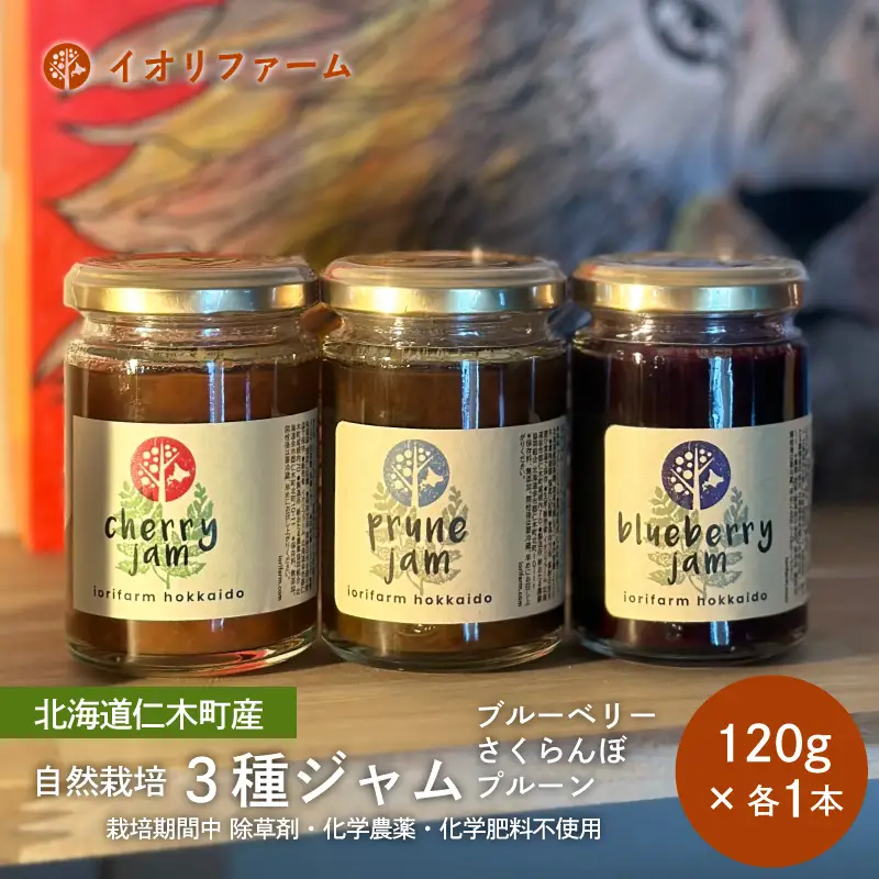 ジャム120g×3種セット（ブルーベリー・プルーン・さくらんぼ）